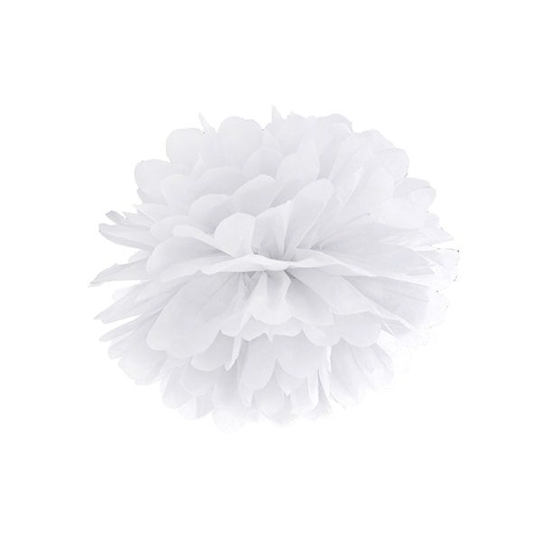 Pompom aus Seidenpapier Weiß · 25cm